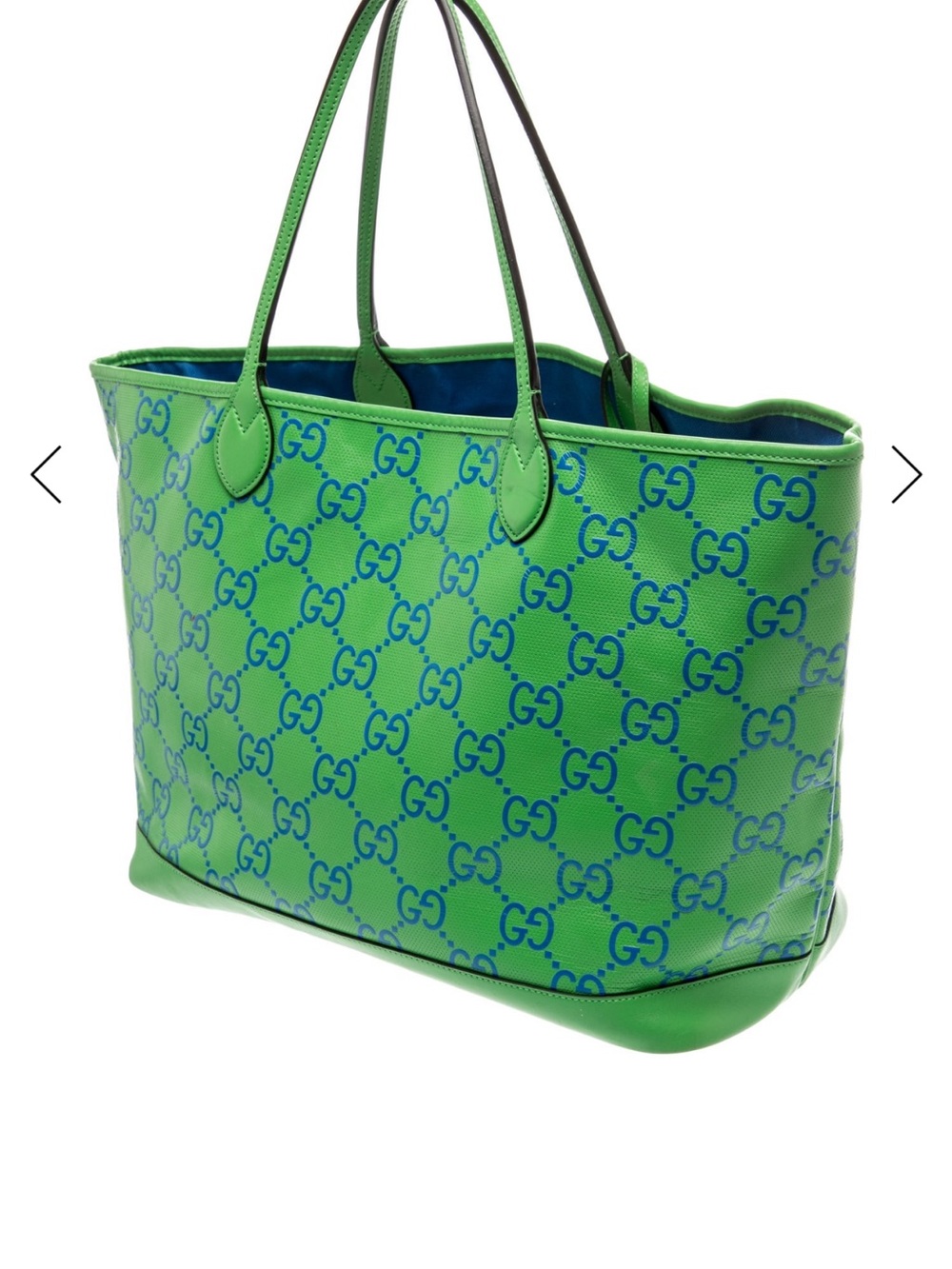 Gucci Green and Blue GG Canvas Tote bought at Gucci in Rome